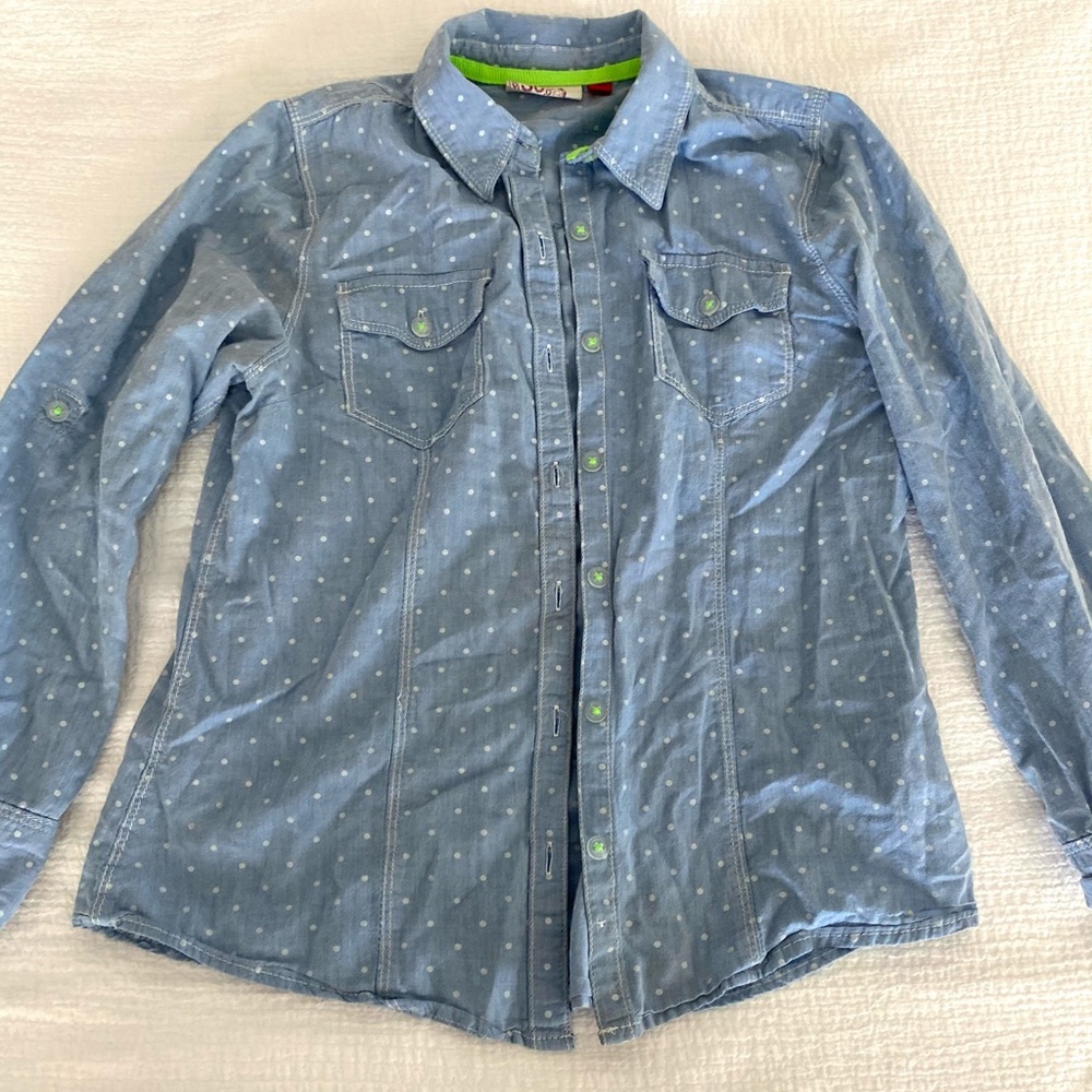 Girls long sleeve. Polka dot. Size Large